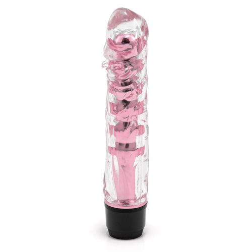 Částečně průhledný vibrátor, růžový (17,5 cm)