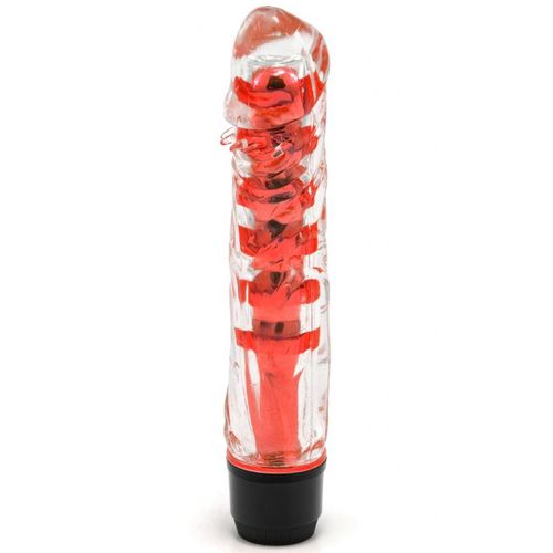 Vibrátor částečně průhledný, červený (17,5 cm)