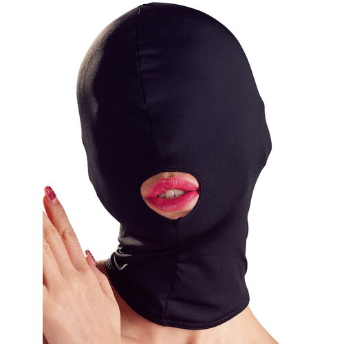 Černá maska pro BDSM s otvorem pro ústa