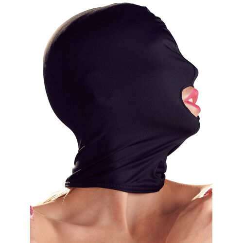 Černá maska pro BDSM s otvorem pro ústa
