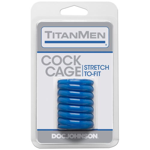 Erekční elastický kroužek TitanMen Cock Cage Blue