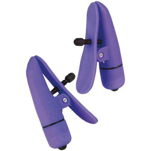 Vibrační fialové svorky na bradavky Nipplettes