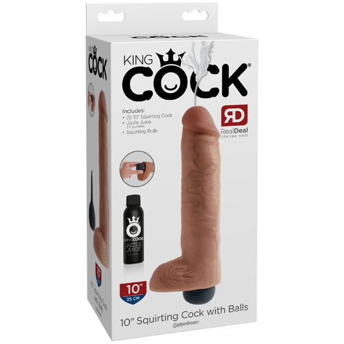 Realistické stříkající dildo s varlaty King Cock 10