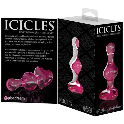 Skleněný růžový anální kolík ICICLES No. 75