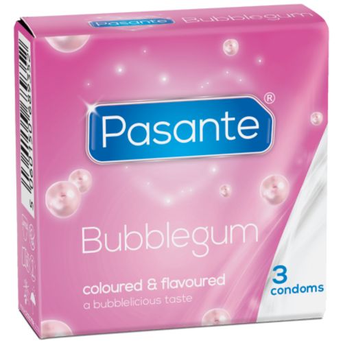 Kondomy s příchutí sladké žvýkačky Pasante Bubblegum (3 ks)