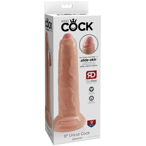 Realistické dildo se stahovací předkožkou King Cock 9