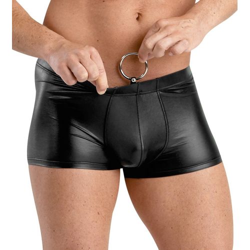 Lesklé černé boxerky s odnímatelným kovovým erekčním kroužkem