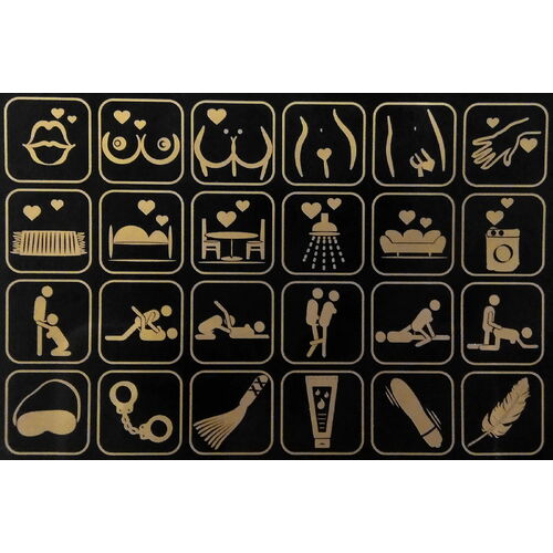 Čtyři erotické kostky s obrázkovými symboly
