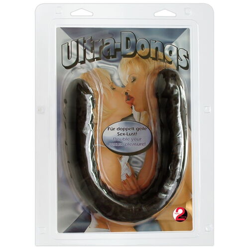 Oboustranné černé dildo Ultra-Dong (43 cm)