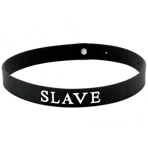 Silikonový obojek pro otroka s nápisem SLAVE