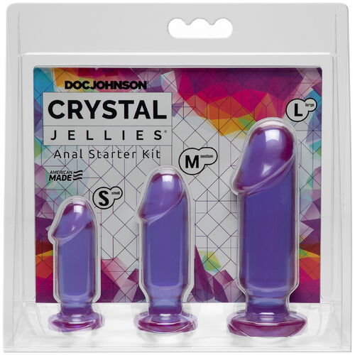 Sada fialových análních kolíků Crystal Jellies (3 ks)