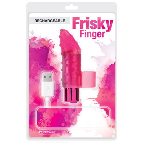 Nabíjecí růžový malý vibrátor na prst Frisky Finger