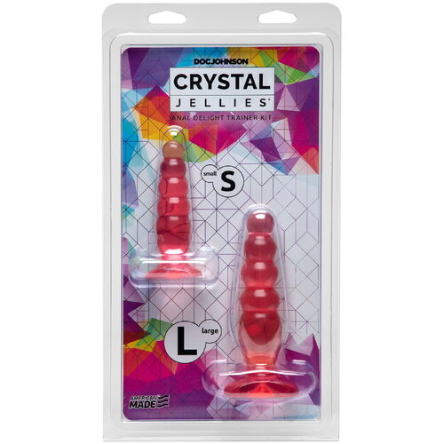 Sada růžových análních kolíků Crystal Jellies Anal Delight Trainer Kit (2 ks)