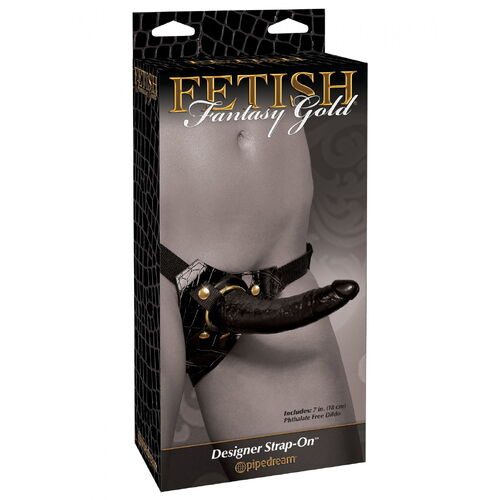 Černý připínací penis s postrojem Fetish Fantasy Gold - Pipedream