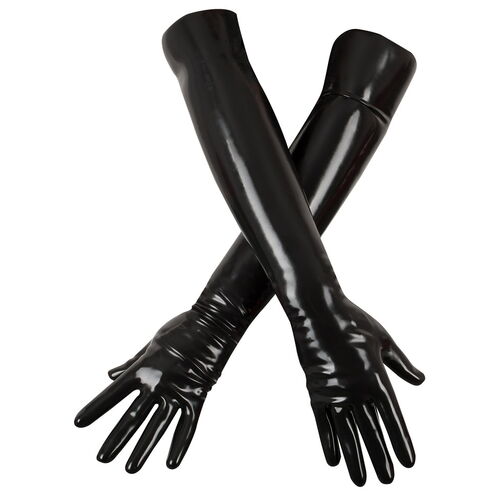 Dlouhé černé rukavice z chlorovaného latexu - LateX
