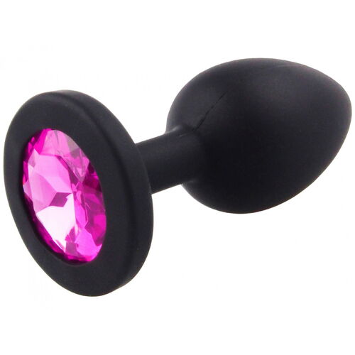 Malý anální kolík ze silikonu s tmavě růžovým šperkem