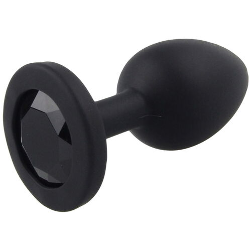 Malý anální kolík ze silikonu s černým šperkem