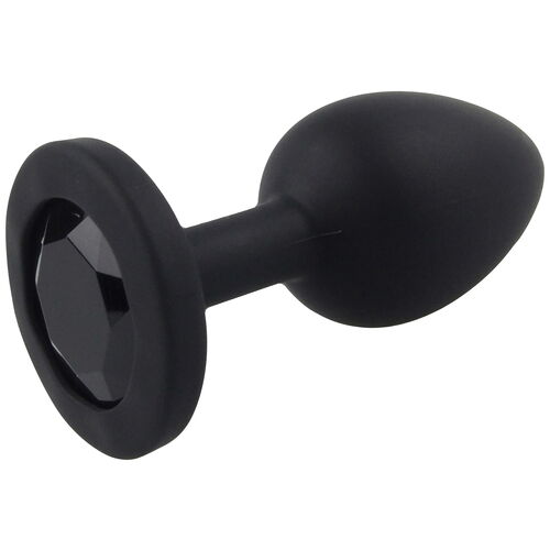 Malý anální kolík ze silikonu s černým šperkem