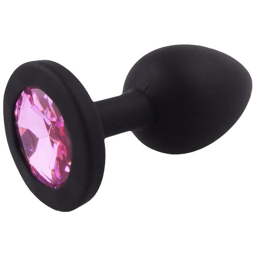 Malý anální kolík ze silikonu se světle růžovým šperkem