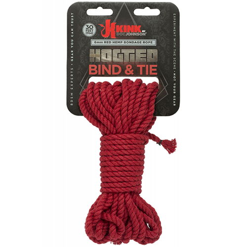 Červené konopné lano Hogtied Bind & Tie 30 ft - 9 m