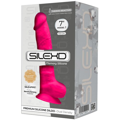 Růžové realistické dildo SILEXD Model 1 - z paměťového silikonu