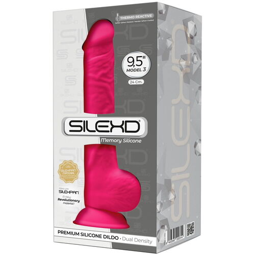 Růžové realistické dildo SILEXD Model 3 - z paměťového silikonu