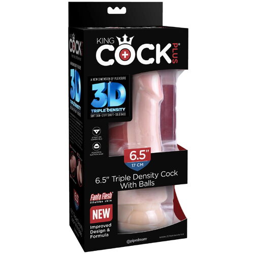 Realistické dildo s varlaty King Cock Plus Triple Density 6.5