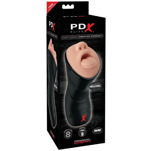 Vibrační umělá ústa PDX Elite Deep Throat Vibrating Stroker - Pipedream