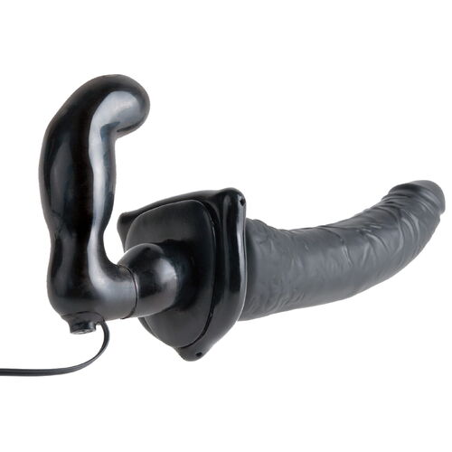 Samodržící připínací penis s vibracemi Deluxe Vibrating Penetrix Strap-On - Pipedream