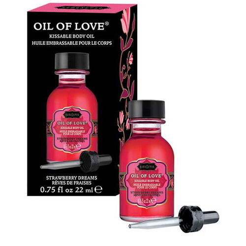 Slíbatelný tělový olej OIL OF LOVE Strawberry Dreams - Kama Sutra, 22 ml