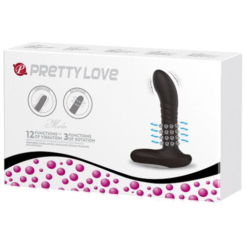 Vibrační stimulátor prostaty s rotačními perlami Merlin - Pretty Love
