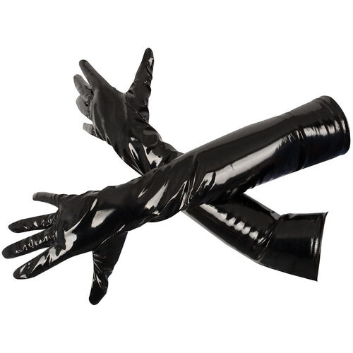 Lakované rukavice s elastickými vsadkami - Black Level