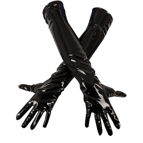 Lakované rukavice s elastickými vsadkami - Black Level