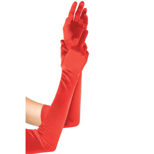 Červené saténové rukavice - Leg Avenue (dlouhé)