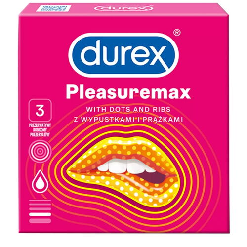 Kondomy s vroubky a výstupky Pleasuremax - Durex (3 ks)
