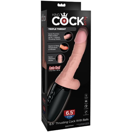 Přirážecí a hřejivý realistický vibrátor King Cock Plus 6.5