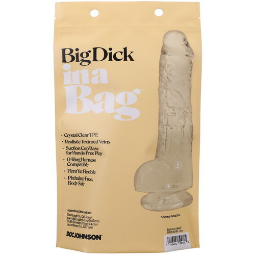 Transparentní realistické dildo s přísavkou Big Dick in a Bag 8