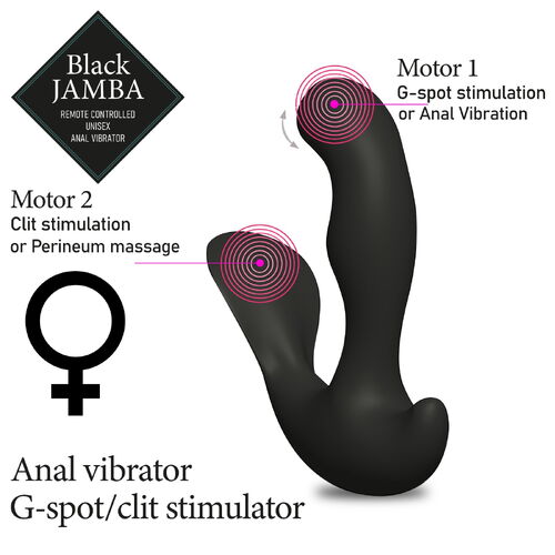 Unisex vibrátor s hřejivou funkcí a dálkovým ovladačem Black Jamba - FeelzToys