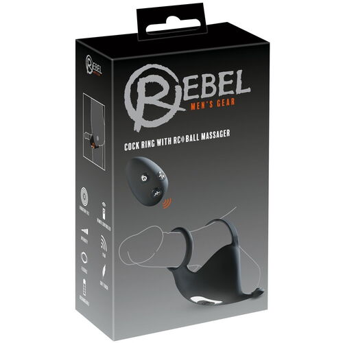 Vibrační stimulátor na varlata a hráz s kroužky na penis - Rebel