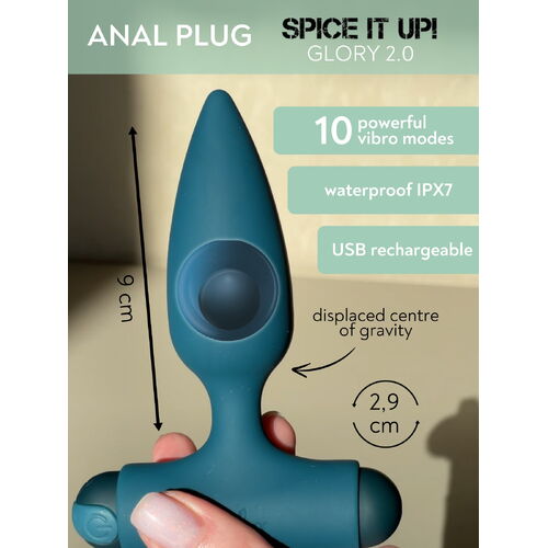 Vibrační anální kolík s vnitřní kuličkou Spice It Up! Glory 2.0