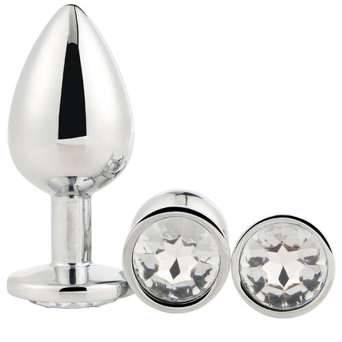 Sada análních kolíků se šperkem Silver Plug Set - Dream Toys