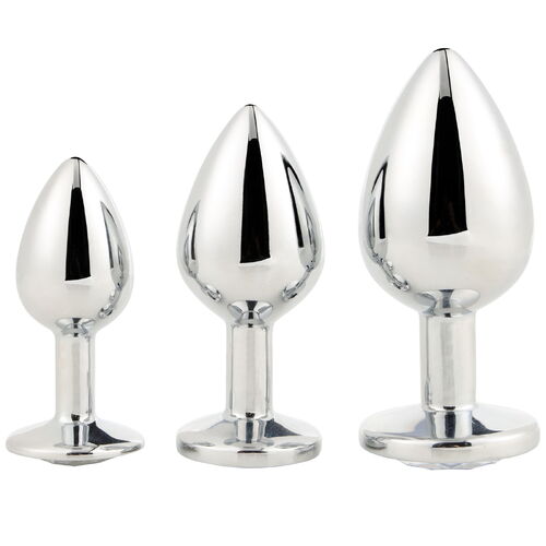 Sada análních kolíků se šperkem Silver Plug Set - Dream Toys