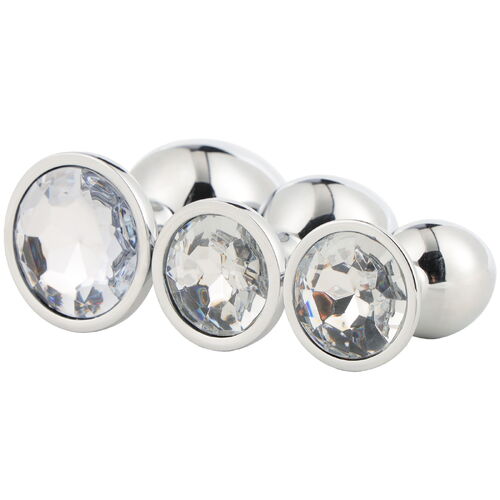 Sada análních kolíků se šperkem Silver Plug Set - Dream Toys