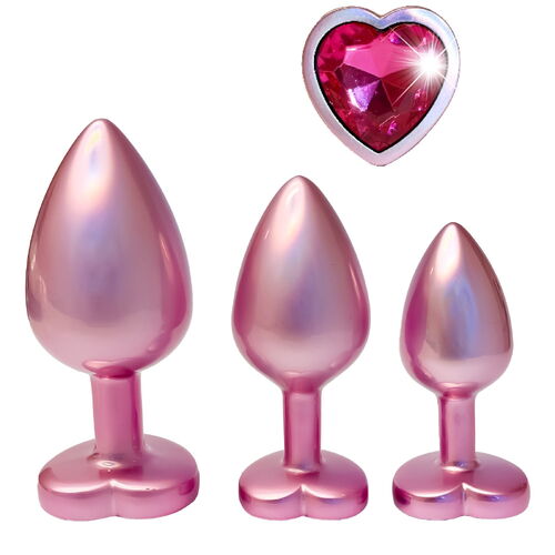 Sada análních kolíků se srdíčkem Pearl Pink Plug Set - Dream Toys