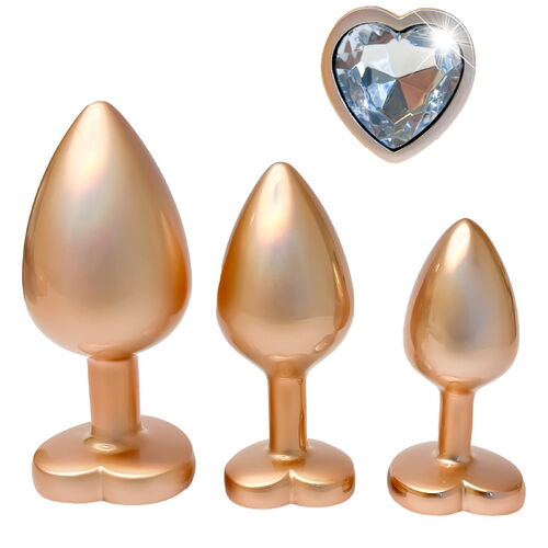 Sada análních kolíků se srdíčkem Pearl Gold Plug Set - Dream Toys