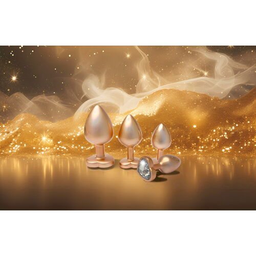 Sada análních kolíků se srdíčkem Pearl Gold Plug Set - Dream Toys