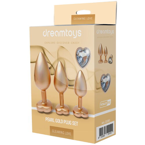 Sada análních kolíků se srdíčkem Pearl Gold Plug Set - Dream Toys